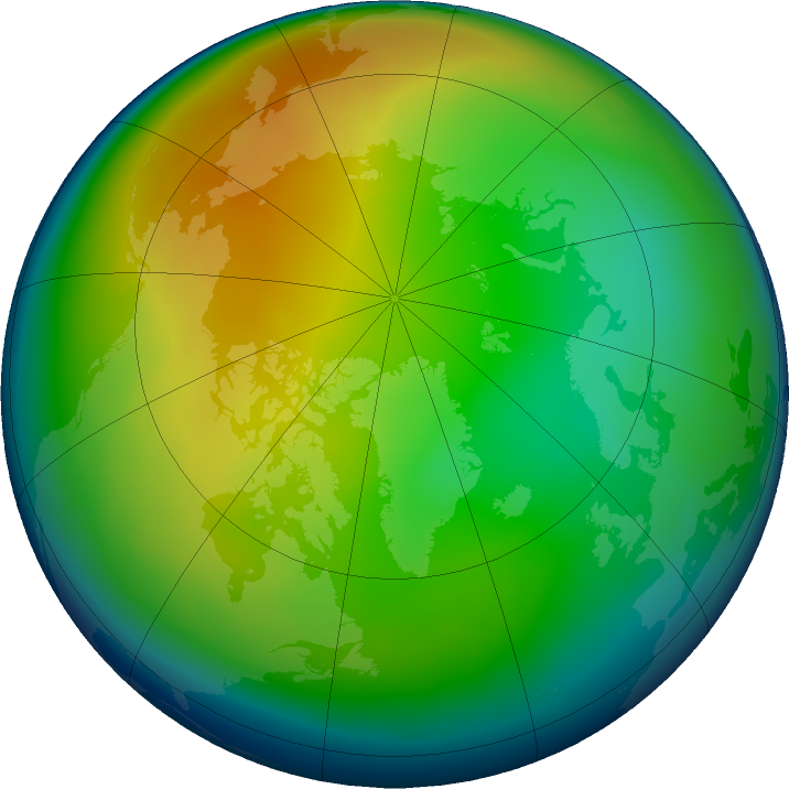 Arctic ozone map for December 2018